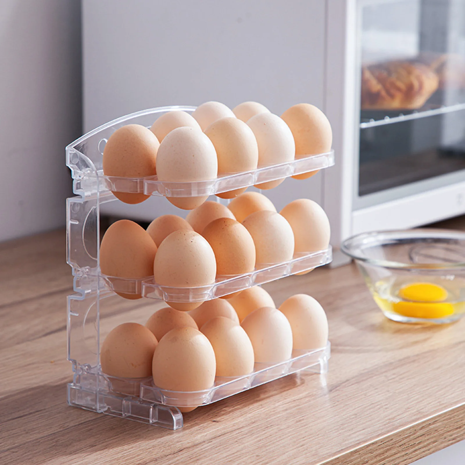 Kitchen Egg Storage Box Refrigerator Side Door Storage Artifact Three-Layer Egg Box Reversible 24-Grid Egg Tray Storage Rack