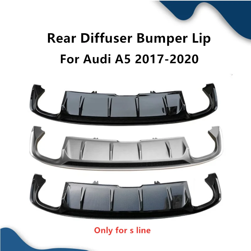 High Quality Diffuser Rear Bumper Lip For Audi A5 B8 Sline 2017 2018 2019 2020 Upgrade Audi S5 Style Diffuse Exhasut