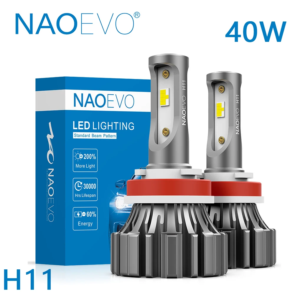 NAOEVO H11 Led Lamp Car Headlights 6500K 40W 4800lm H8 H9 Automotive LED Head Light Bulb Universal for Peugeot 206 Passat B6