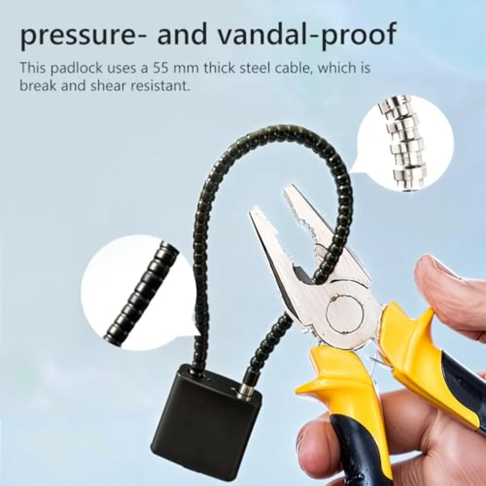 2-Pack Steel Cable Locks With Long Shackle & 4 Keys For Ultimate Safety Anti-Theft Portable Hardened Outdoor Key Length Lock