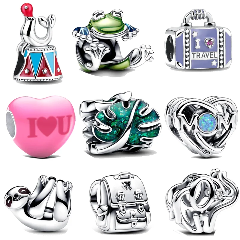 

New Charm Camera Backpack Love Leaf And Sloth Frog Bead Fit Pendant Bracelet Women Pendant Beads Jewelry Hot Gift