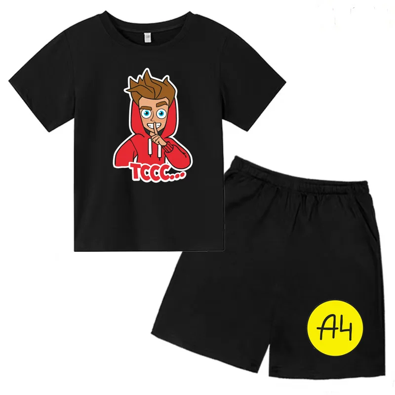 Kids Idol Merchandise A4 Print T-shirt 3-12Y Charming Clothes Boys Girls Toddler Short Sleeve +Shorts Sunshine Casual Sports Set