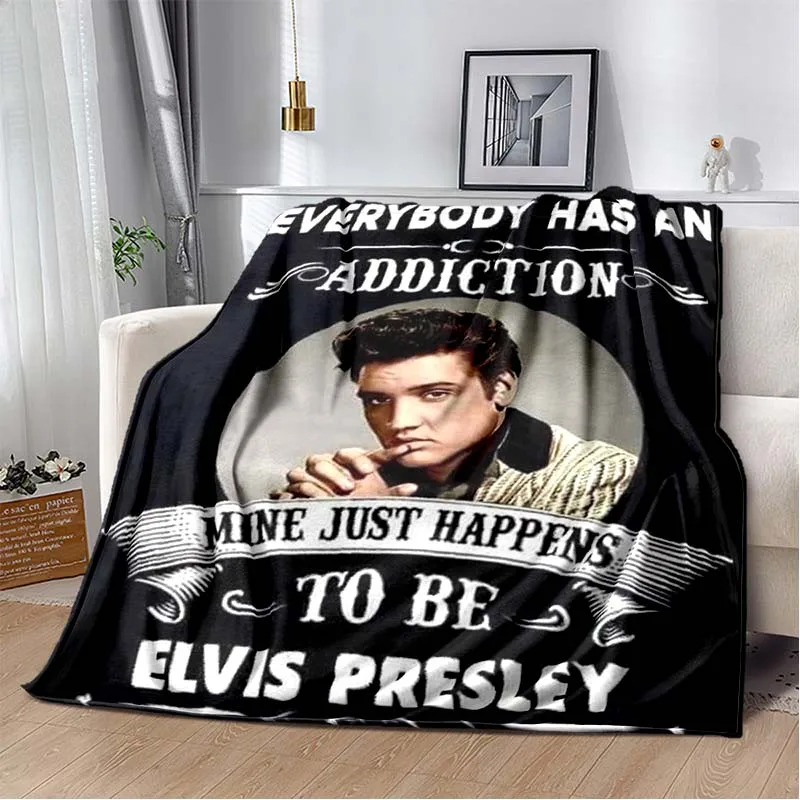 Fashion Art Retro 3D HD Print E-Elvis-Presley Blanket Family Bedroom Plush Sleeping Blanket Outdoor Office Noon Break Bed Sheet