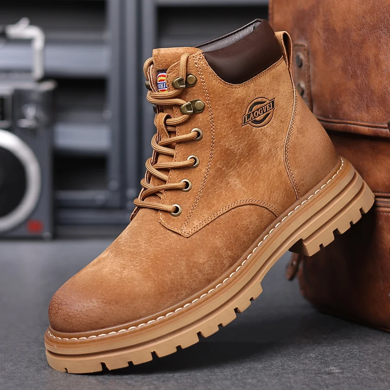 

High Quality Men Shoes Genuine Leather Men Boots Outdoor Casual Shoes for Men Platform Boots Plush Ankle Boots Botas Para Hombre