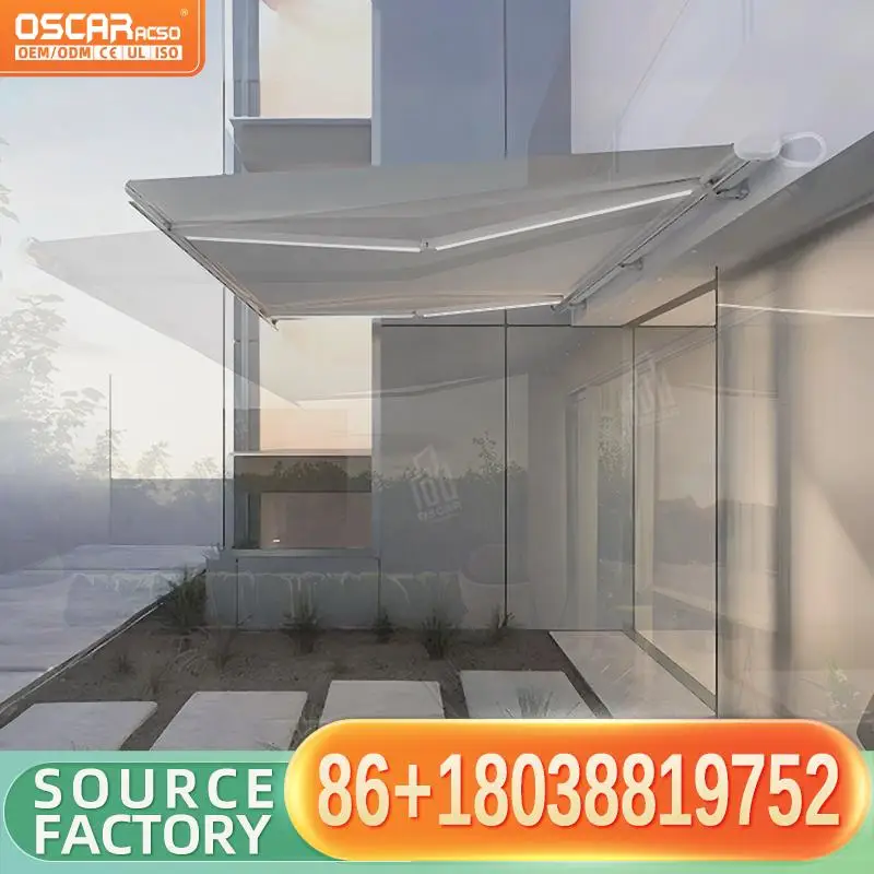 Automatic Motorized Retractable Acrylic Aluminum Alloy Sail Roof Cover for Pergola Rainproof Outdoor Patio Garden Use Retractabl