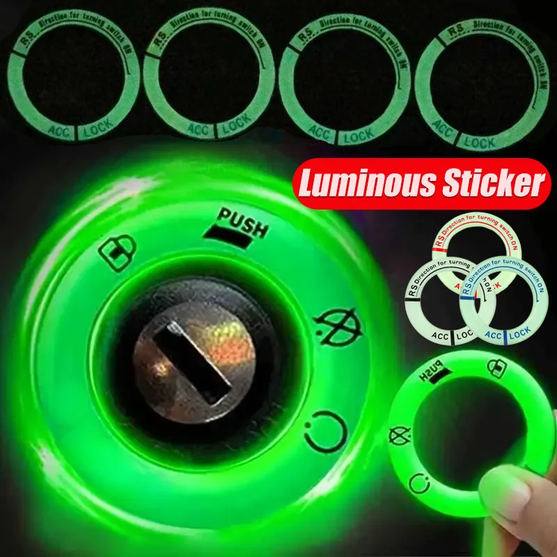 Car Ignition Switch Luminous Sticker Key Decal Sunscreen Car Ignition Key Ring Switch Glow Cover For Auto Motorcycle Accessories
