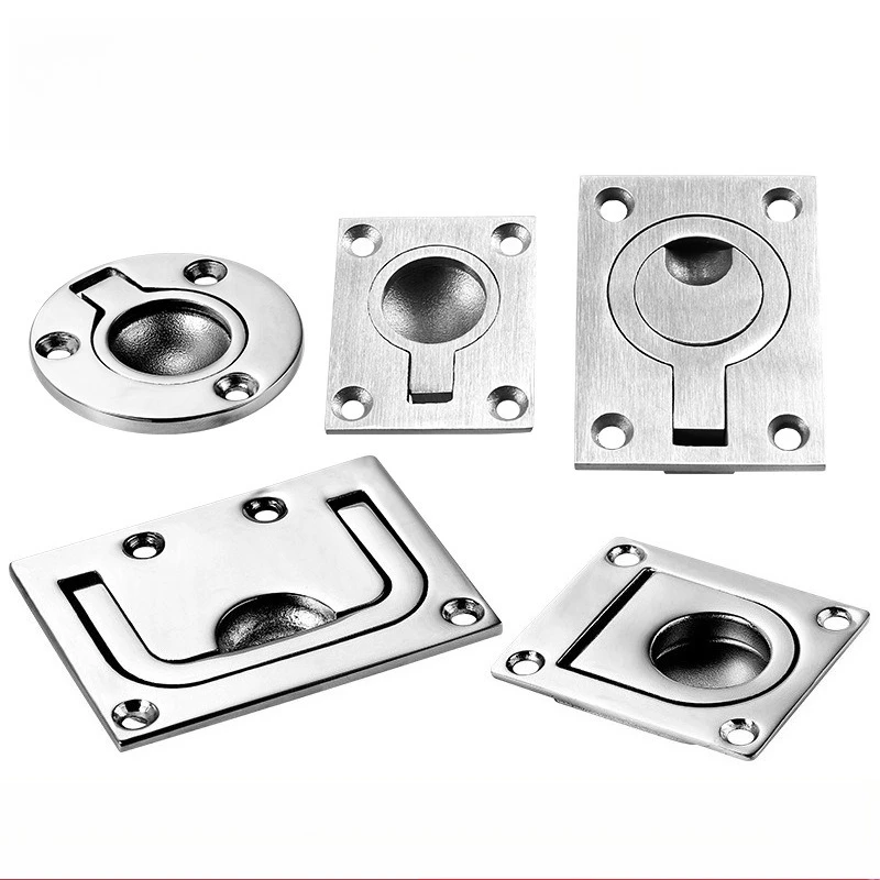 304 316 Stainless Steel Marine Recessed Deck Hatch Locker Flush Pull Handle Ring Door Knobs Handles Pull Ring Boat Hardware