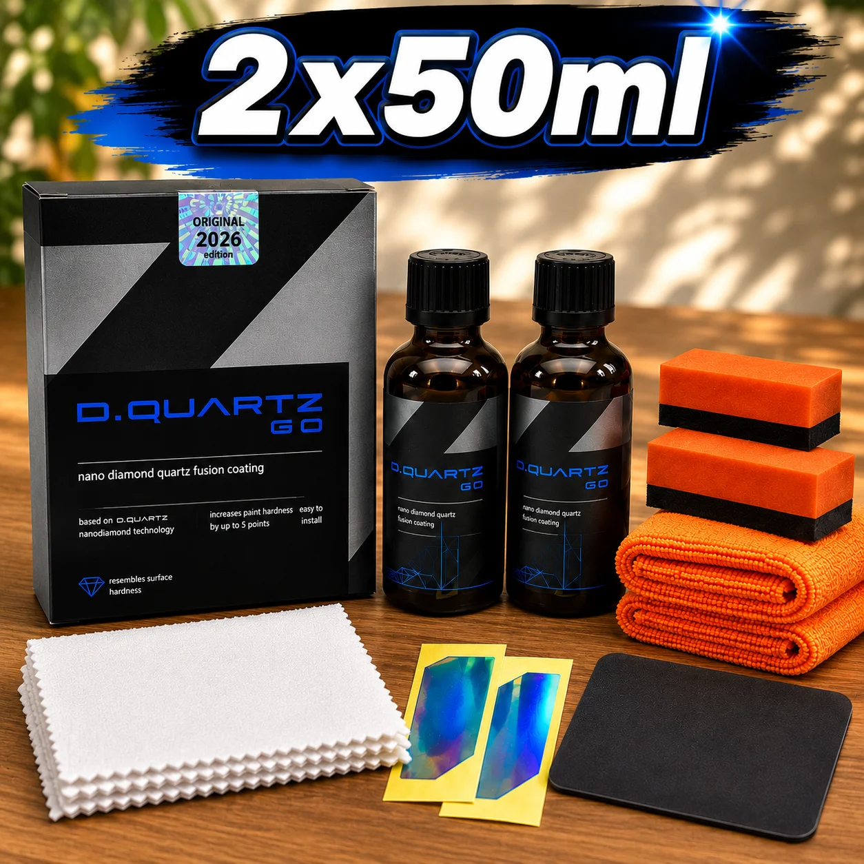DQUARTZ GO  Kit Nano Diamond Quartz Fusion Ceramic Coating for Car Care Enhanced Protection Gloss Increase Surface Hardness