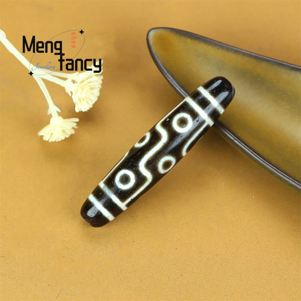 Natural Nine-eyed Dzi Bead Onyx Black and White Old Beads Pendant Accessories Ethnic Style Exquisite high-grade Fashion Jewelry