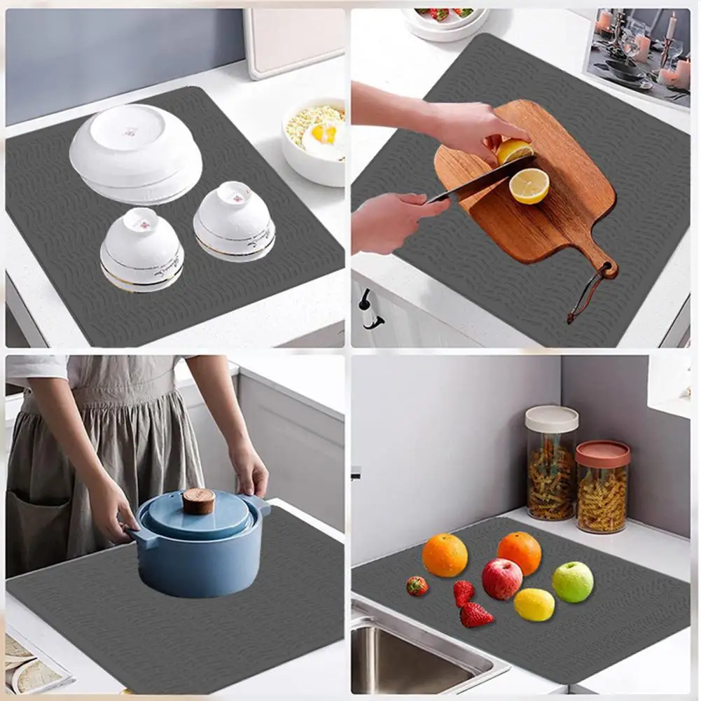 وسادة مطبخ مقاومة للحرارة غطاء زجاجي مضاد للحرق وسادة تصريف من السيليكون مقاومة للحرارة للأواني الساخنة لكونترتوب للأواني #1