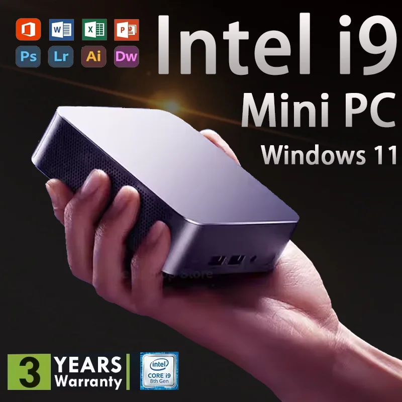 

NEW Mini PC Intel Core i9 10980HK/i9 9900U 16GB RAM 1/2TB SSD Bluetooth 5.2 WiFi6 1000M Ethernet Windows 11 Gaming Office PC