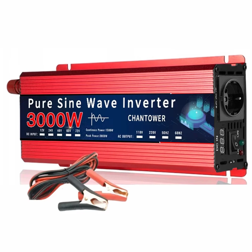 Reiner Sinus-Wechselrichter DC 12V/24V/48V/72V zu AC 220V 1000W 1600W 300W Europa-Steckdose Stromwandler Autoladegerät Solar-Wechselrichter – Detail 4