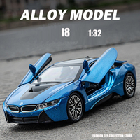 1: 32 I8 Alloy Car Model High Simulation Diecasts Toy With Sound and Light Pull Back Vehicles Decoration Toys For Kids Gift