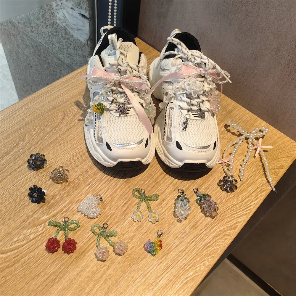 Neue Perle Blume Schuhe Zubehör Obst Kristall Schuh Charme Schnalle Schnürsenkel Charms für Turnschuhe Dekorationen 1 Stücke – Detail 2
