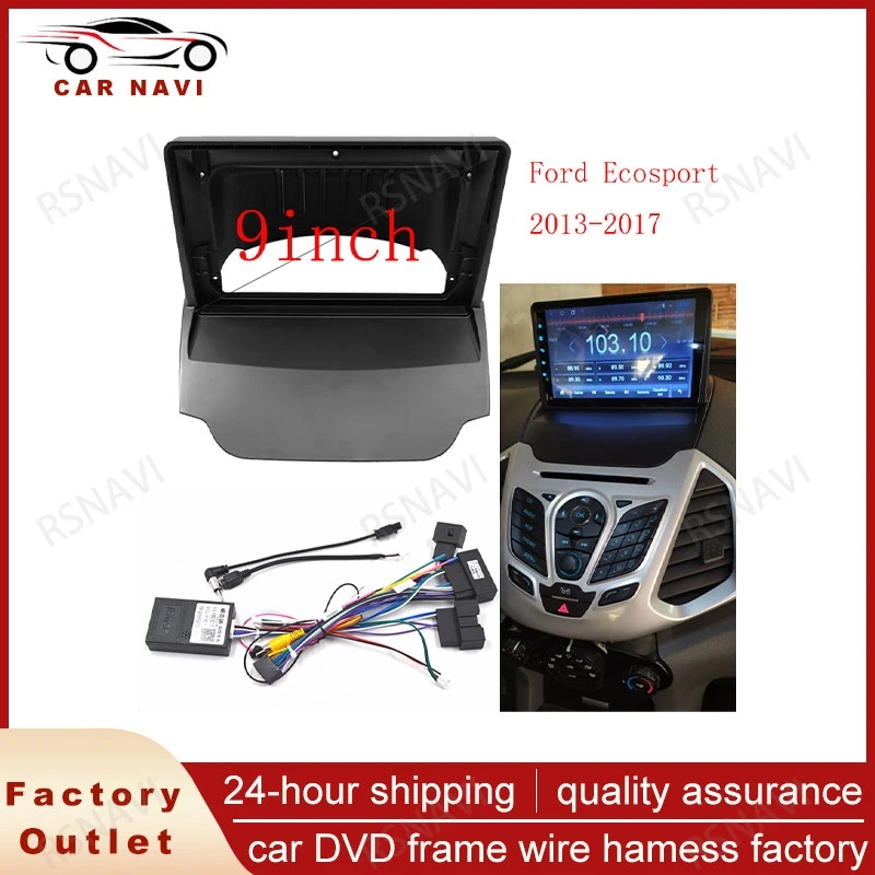 RSNAVI 9 Inch Car Radio Installation DVD GPS Mp5 ABS PC Plastic Fascia Plane Frame for Ford Ecosport 2013-2017 Dash Kit 2 Din