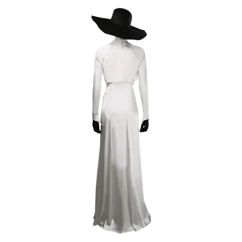 XT8 الكبار قرية الشر زي Alcina Dimitrescu مصاص دماء العثة سيدة فستان ملابس بيلا شعر مستعار تأثيري هالوين كرنفال @ XT6!