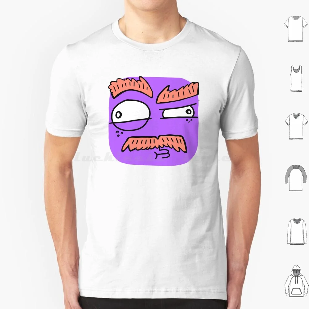 Face Of Suspicion T Shirt Big Size 100% Cotton Mouth Face Orange Pink Purple Colour Colorful Funny Silly Fun Cute Toon Full