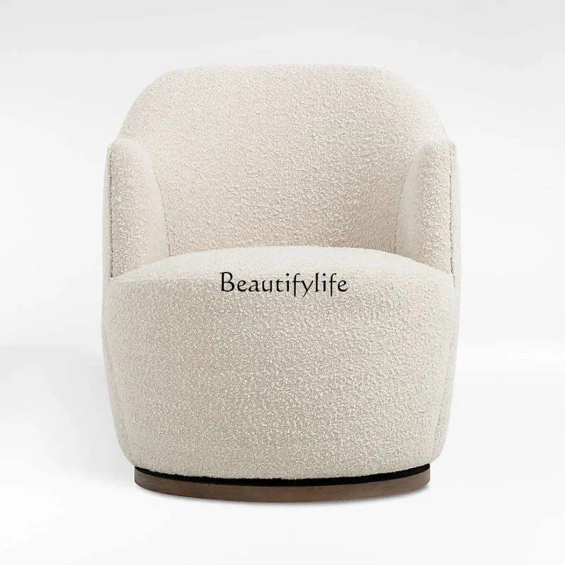 Nordic lamb wool single armchair modern simple rotating sofa small apartment living room leisure chair