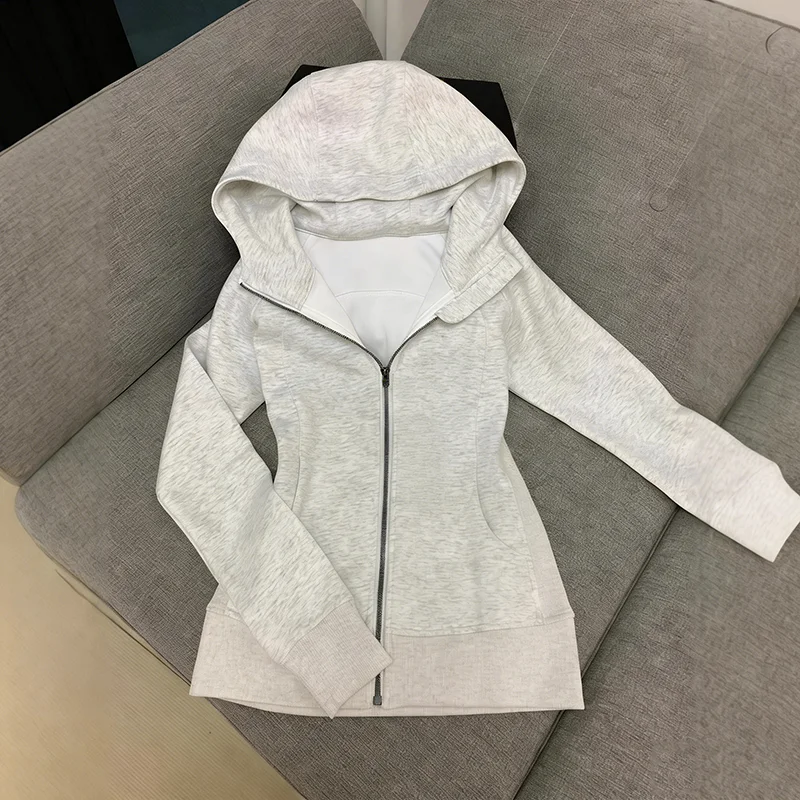 Minimalistische Slim-Fit-Kapuzenjacke für Damen, vielseitige Taillen-Binching-Sport-Cardigan mit Kapuze, Einheitsgröße, passend für die meisten Frühling und Herbst