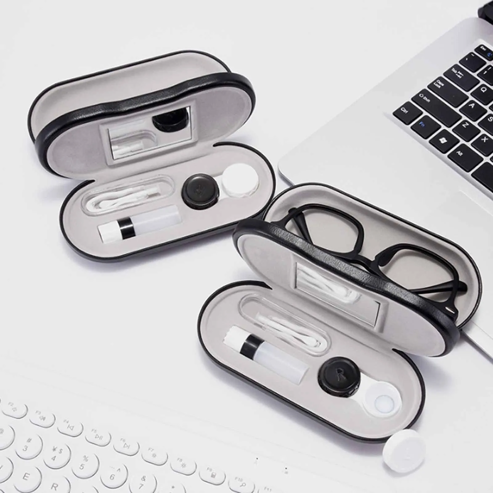 

2 In 1 Double Layer Glasses Box Creative Dual Use Glasses Case Eyewear Leather Box Durable Protable Outdoor Travel Storage Case