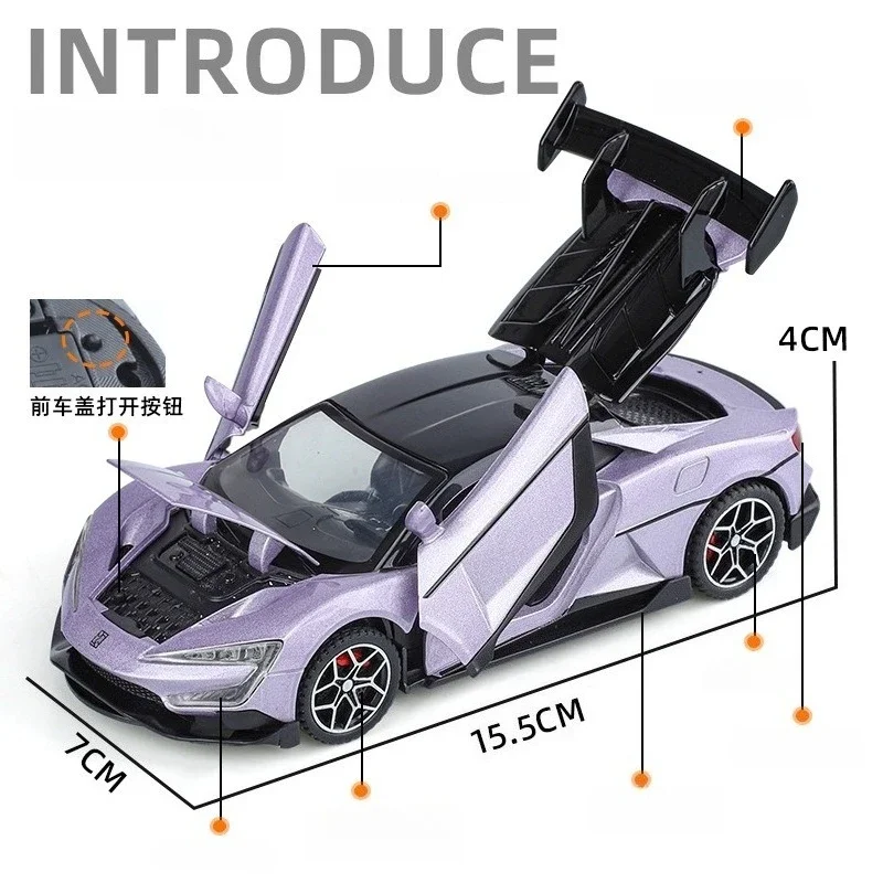 Model samochodu BYD Look Up At U9 Ultimat9 Alloy Supercar, symulacja, dźwięk, światło, napęd pull-back, zabawka dla dzieci, kolekcjonerski prezent urodzinowy