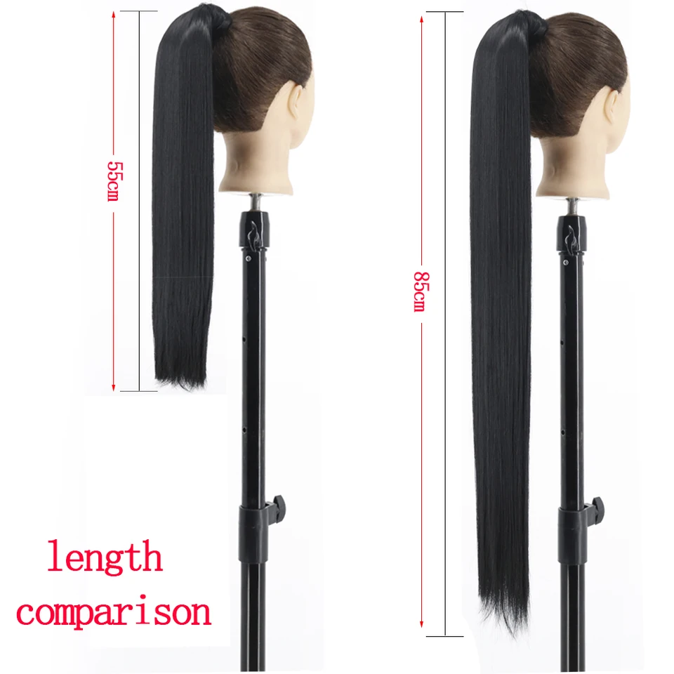 Cabello sintético LISI GIRL de 22 a 34 pulgadas, coleta larga lacia, con clip, negro 2