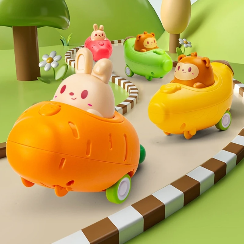 Baby Toys Car Cute Cartoon Rabbit Carrot Shaped Pull Back Vehicle Toddlers Inertial Car Kids Educational Toy Gift for Boys Girls