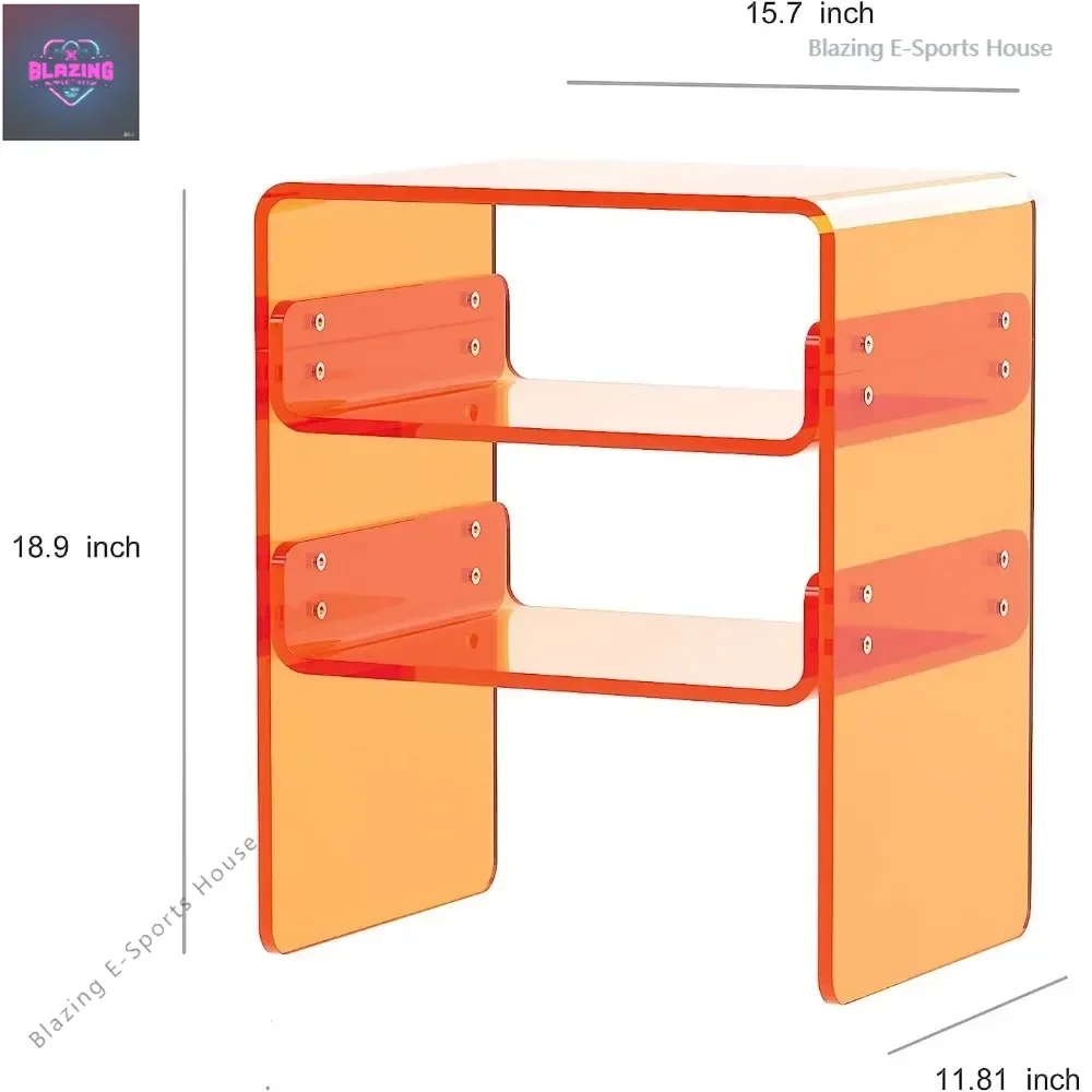 Изящный акриловый торцевой столик/тумбочка/прикроватная многоуровневая 3-уровневая полка для хранения вещей, компактный, 15,7 дюйма, Dx11,81 Wx18,9 H Изящный акриловый торцевой столик/тумбочка/прикроватная многоуровневая 3-уровневая полка для хранения вещей, компактный, 15,7 дюйма, Dx11,81 Wx18,9 H