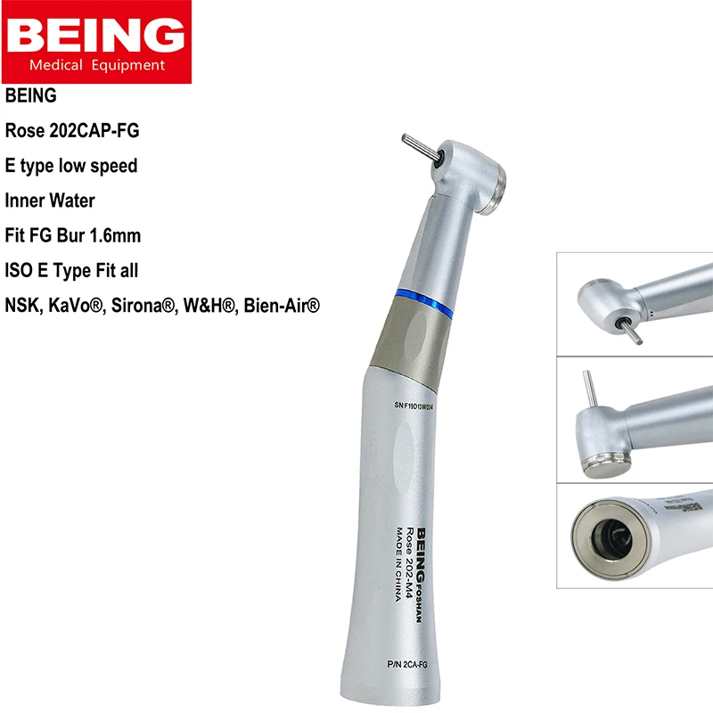 202CAP/CAPB BEING Dental 1:1 Contra Angle Low Speed Handpiece Inner Water with LED Fit KAVO INTRA Head CH-18L