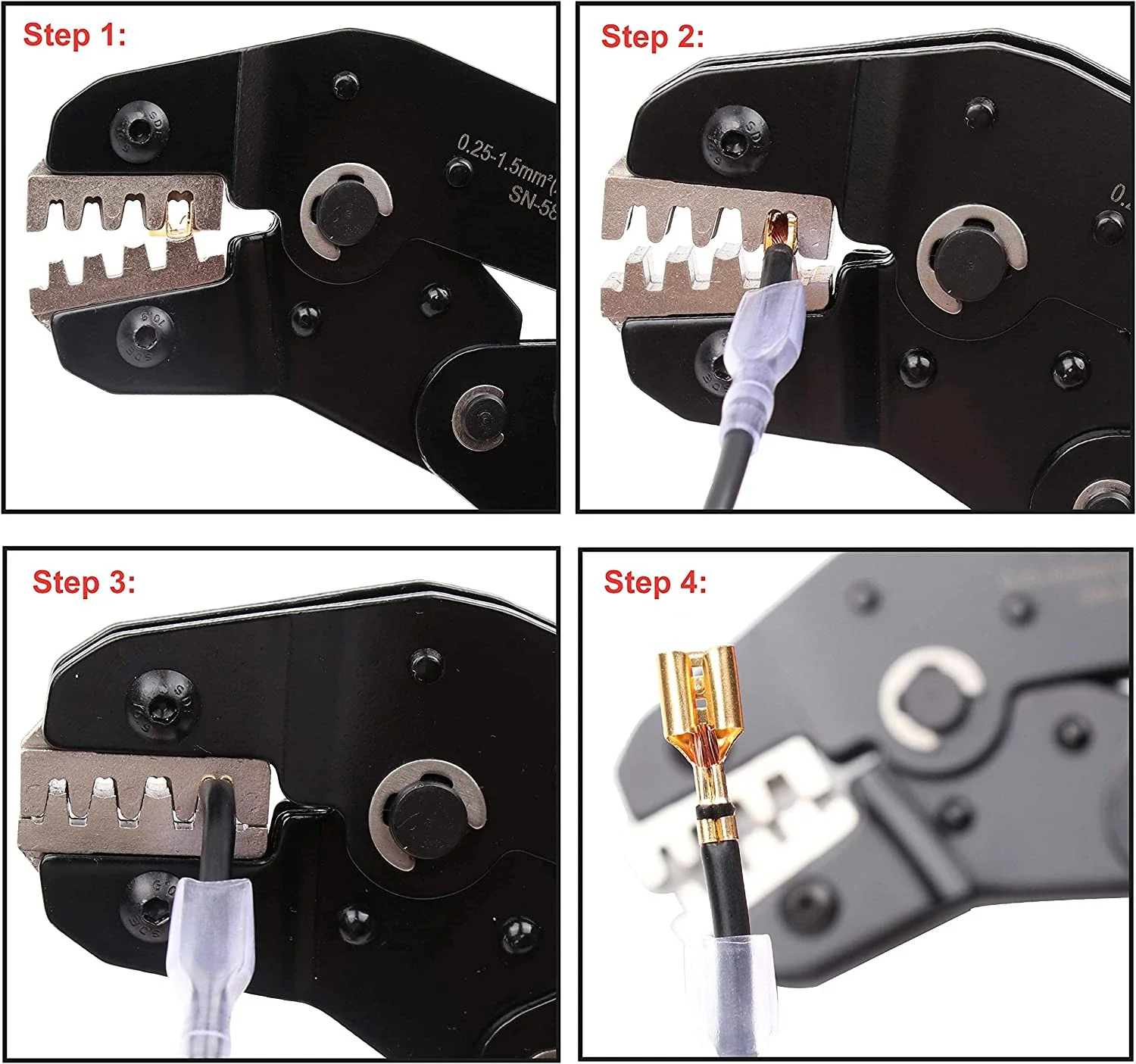 SN-58B maschio/femmina terminali a forcella pinze a crimpare pinza elettrica manicotto connettori per cavi Kit di attrezzi per crimpare strumenti per morsetti elettrici