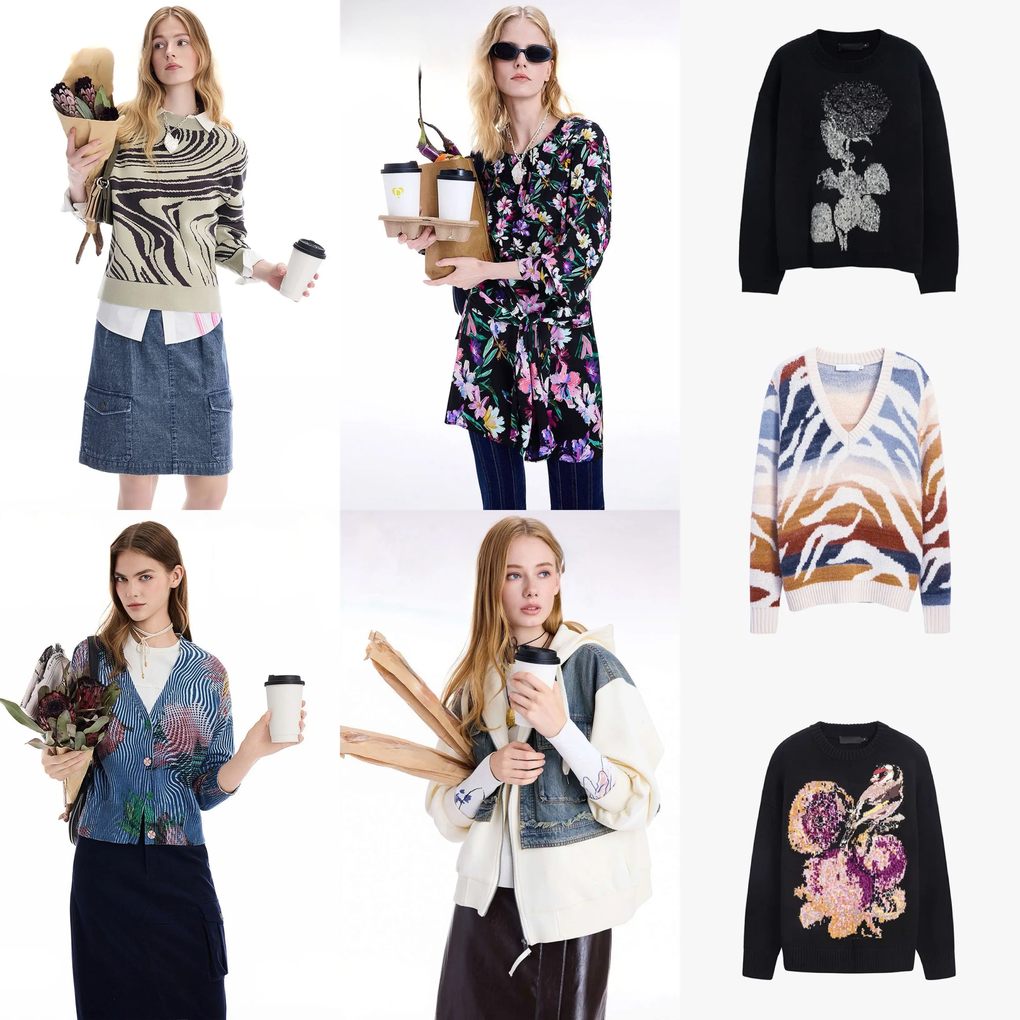 

Оригинальный женский вязаный свитер из Испании класса люкс с вышивкой цветочным узором, эластичный, с длинными рукавами, 3 шт.