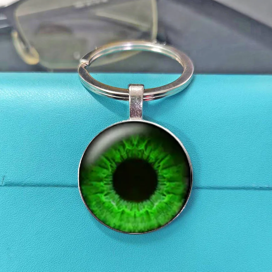 Grayscale Realistic Evil Eye Glass Dome Keychain, Multipurpose Keychain Charm For Wicca Gift Pouches Keychain Gift