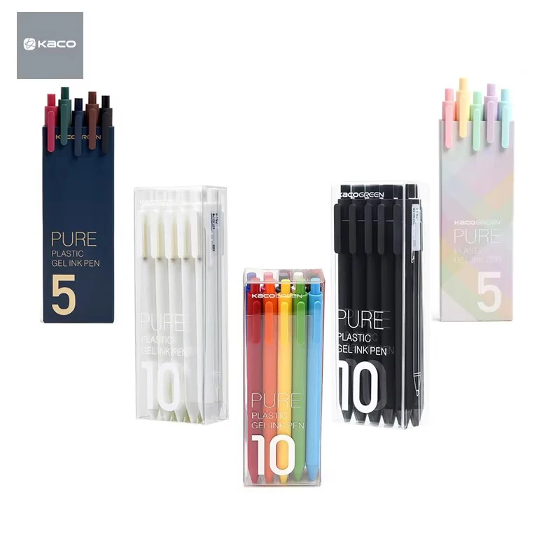 Bolígrafo de Gel Original Kaco de 0.5 mm, Bolígrafo para Firmar KACO Core, Recarga de Tinta Negra Duradera + Recargas Kaco
