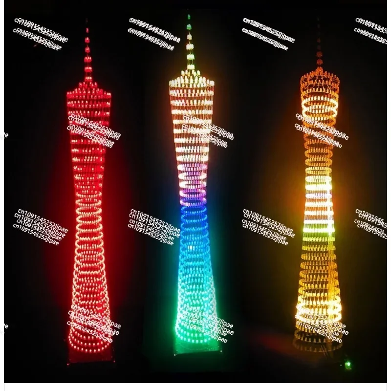 Diy Soldering Kit Colorful Bluetooth Canton Tower  32 Layers X32 Columns LED Light Cube Music Spectrum (not Assembled