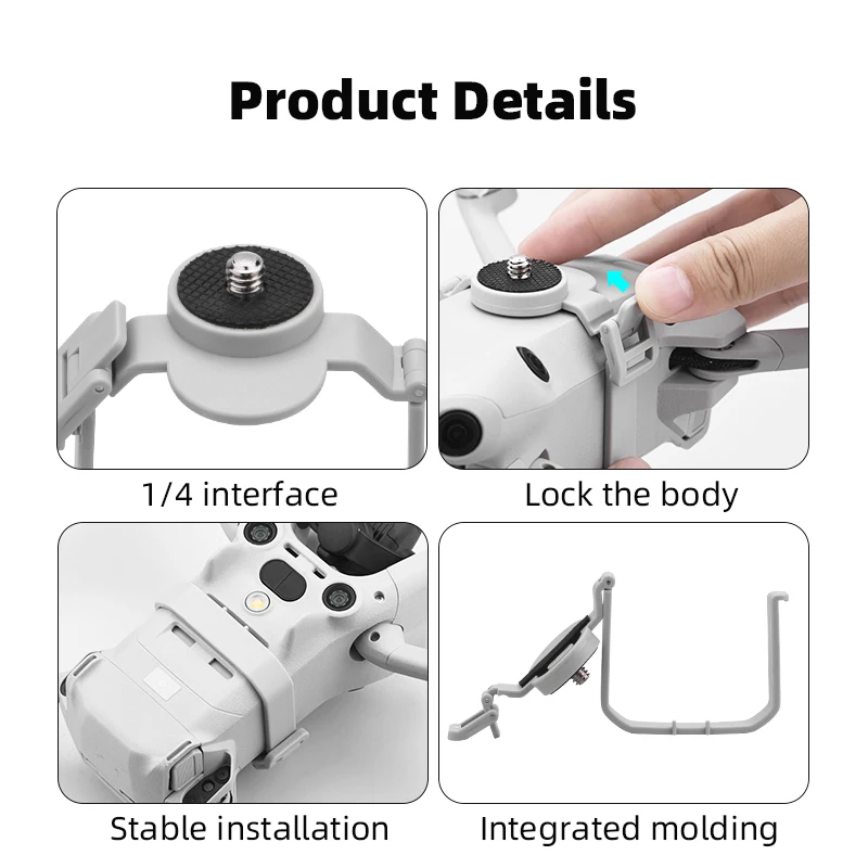 Top Extension Holder Bracket for DJI Mini 4 Pro With 1/4 Screw Mount for DJI Mini 3 Pro/4 Pro Drone for GoPro 11/10//9 Camera