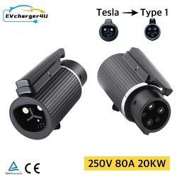 EVCharger4U-Adaptateur de charge femelle vers mâle, SAE J1772 Type 1, convertisseur EV, 250V, 80A Max