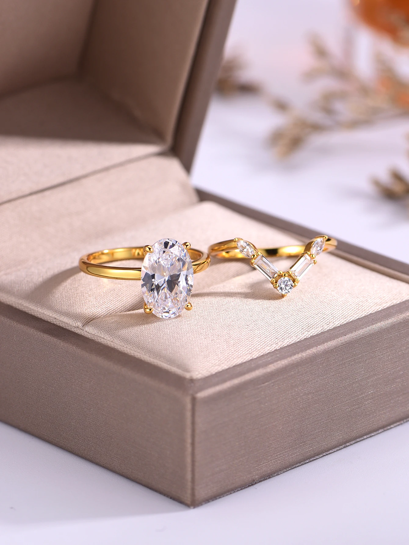 

2 шт. S925 стерлингового серебра 4,5 карата овальное кольцо с муассанитом ювелирные изделия подходят для подарка персонализированный модный подарок на день рождения