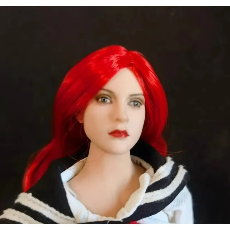 

1/6 Scale Female Head Carving Trendy European American Red Hair Head Carving Model for 12'' Action Figures Body Gift