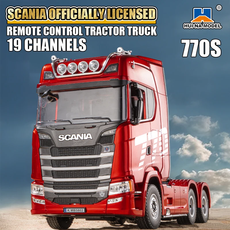 Huina SJY-1501 Rc سيارة 1/18 مركبة يتم التحكم بها عن بُعد لعبة مفتوحة الباب نموذج سكانيا 770 S V8 شاحنة 2025 جديد المعادن جرار اللعب 4x4 19 قنوات