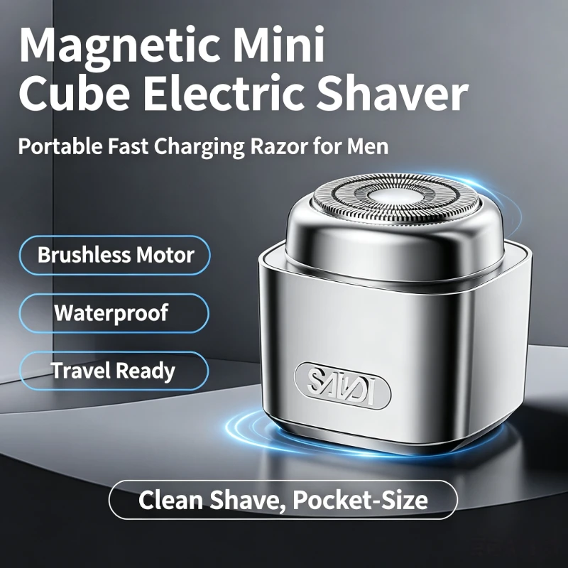 Magnetic Mini Cube Electric Shaver for Men Multifunctional Portable Fast Charging Brushless Motor Waterproof Razor Travel
