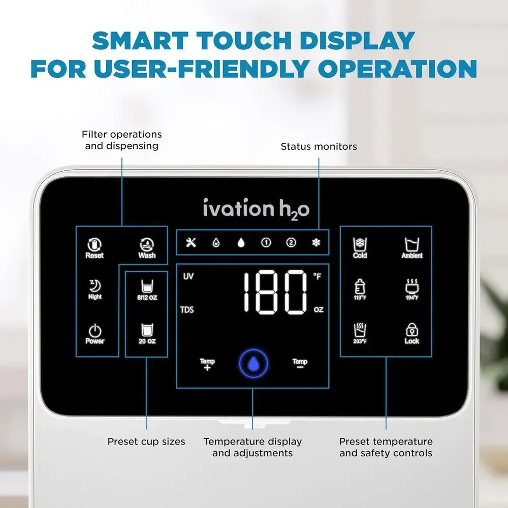 H2O Hold Countertop, Reverse Osmosis Water ilter, TDS ilter System, 4 Stage RO Water iltration, 6 Temperature Presets, 3:1 e to