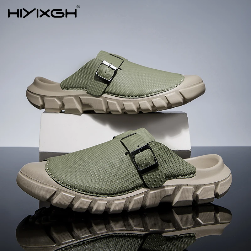 

Новинка 2026: Мужские уличные тапочки с закрытым носком, легкие, на толстой подошве, нескользящие, износостойкие, для прогулок