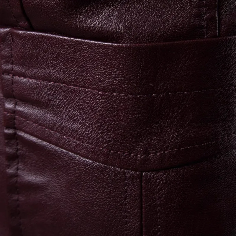 2026 New Khaki Men\'s PU Jacket, Dark Blue  Burgundy Black Coat, Asian Size Slim Leather Blazers, M-5XL,2025 New