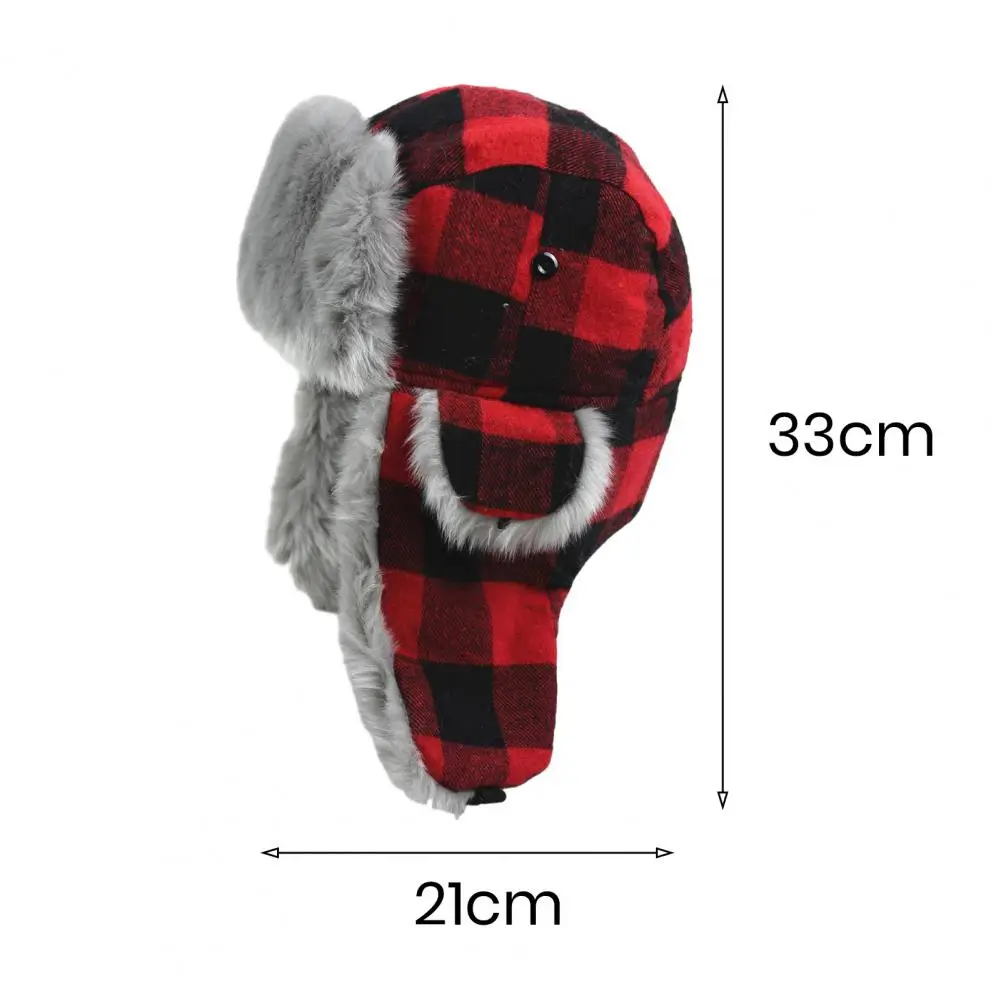 Ear Hat Stylish Plaid Hat with Thickened Ear for Men Women Warm Outdoor Winter Hat for Weather Trendy