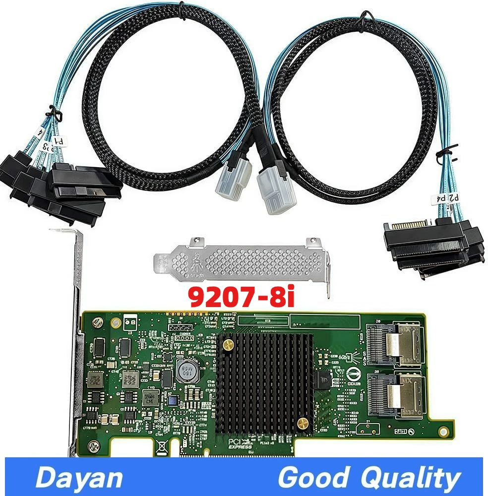 LSI 9207-8i IT HBA: PCIe 3.0, 8-Port 6Gbps SATA, 2x SFF-8087 Cables for NAS