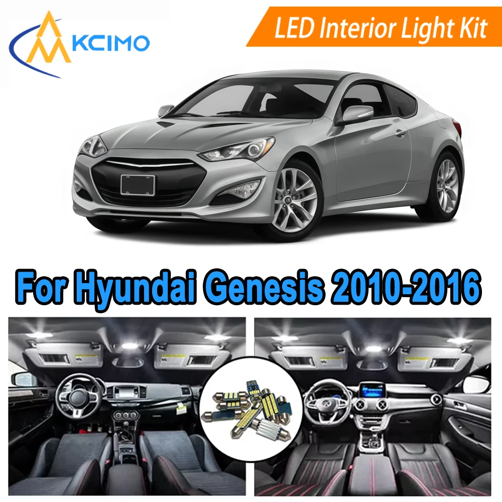 

LED Kit Interior Lights For Hyundai Genesis Coupe (2010-2016) Dome Map Door Lights 6000K Cool White/Blue Direct Fit Bulb Set