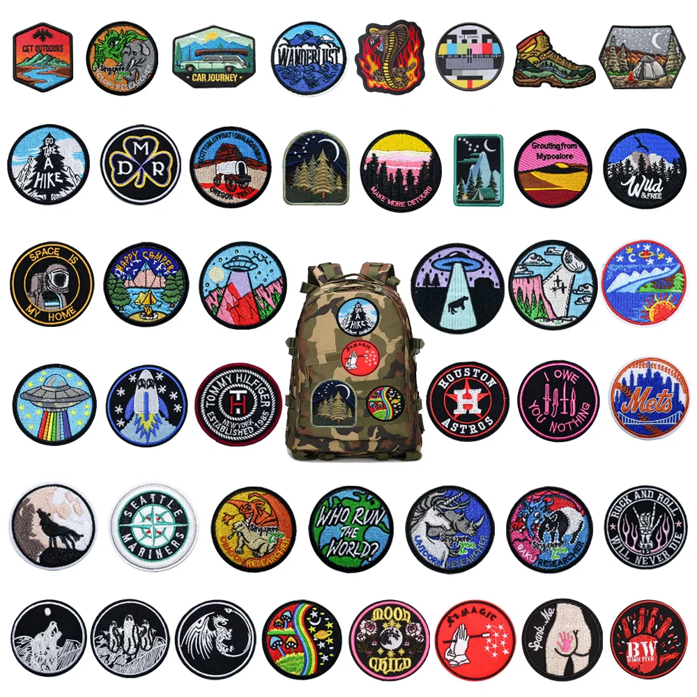 

No Signal Wolf Head Armband, Deep Forest 3D Embroidered Sunrise Badge Universe Travel Jacket, Backpack Custom Patch, New Design