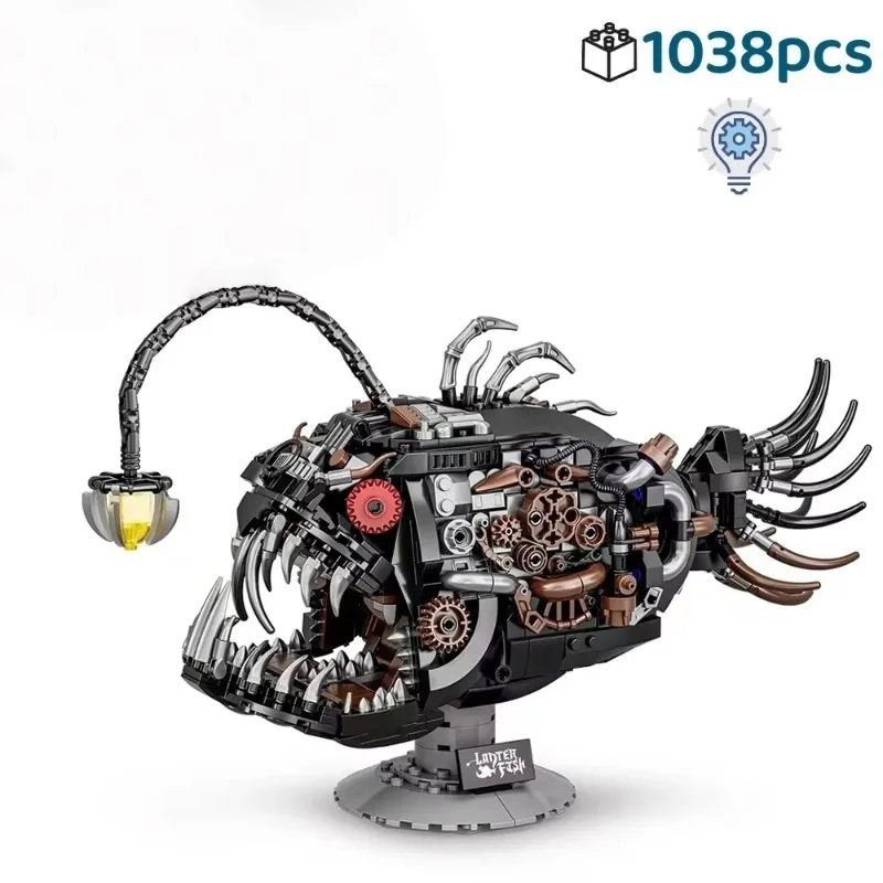

Creative Mechanical Lantern Fish Sea Biology Life Set Light Building Blocks Bricks Animal World Model Boys Assembly Toy Kid Gift