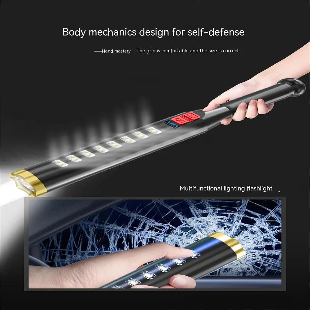 Outdoor USB Rechargeable LED Flashlight High Brightness Intelligent Power Display Cob Baseball Bat Hiking Camping light Dropship