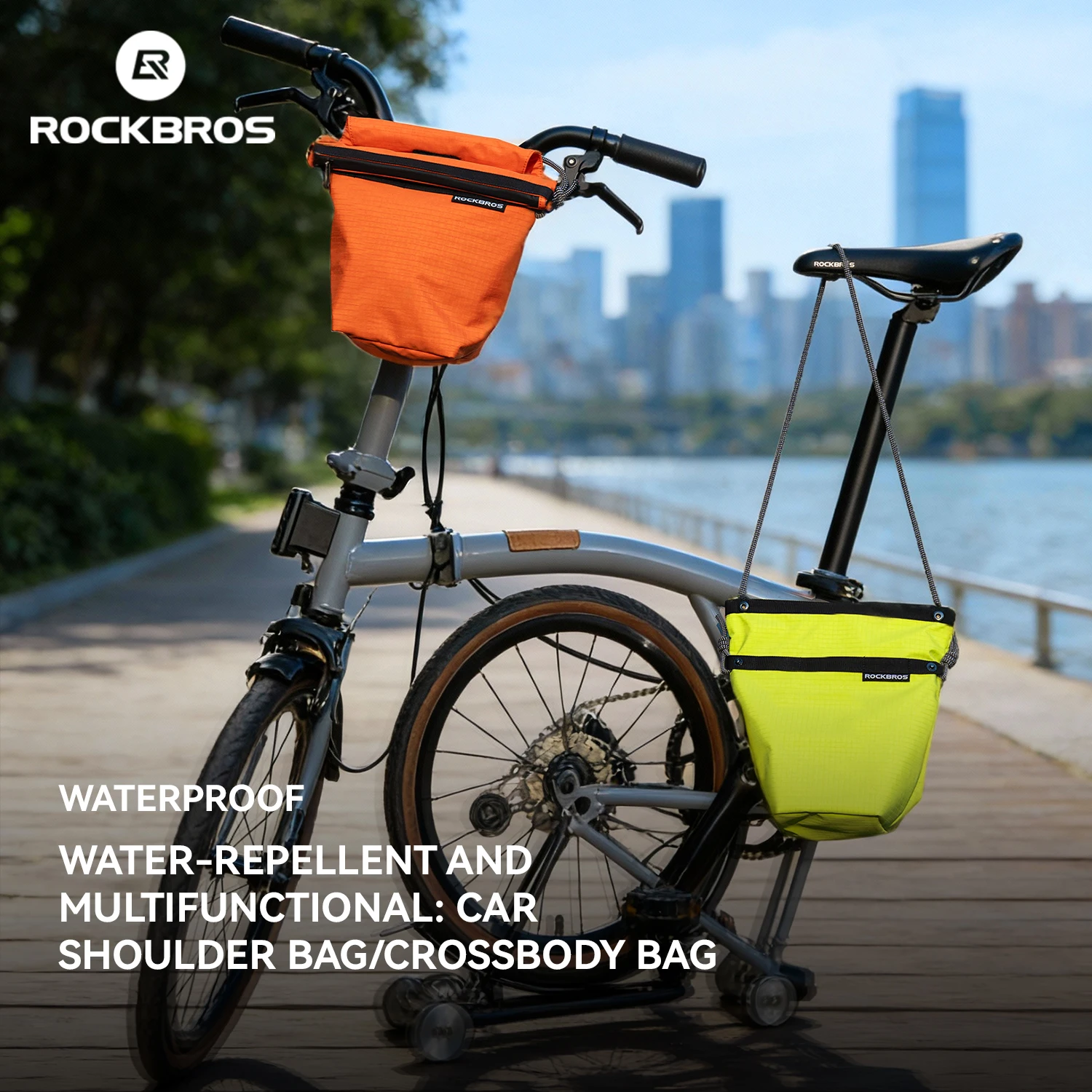 

ROCKBROS Bike Front Bag Expandable 2.5L-3L Nylon Handlebar Bag Lightweight Shoulder Bag with Adjustable Strap for Folding Bike